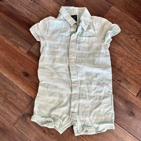 GAP Other - Boy’s Baby Gap Green & White 100% Cotton Striped Romper - Size 18-24 Months EUC